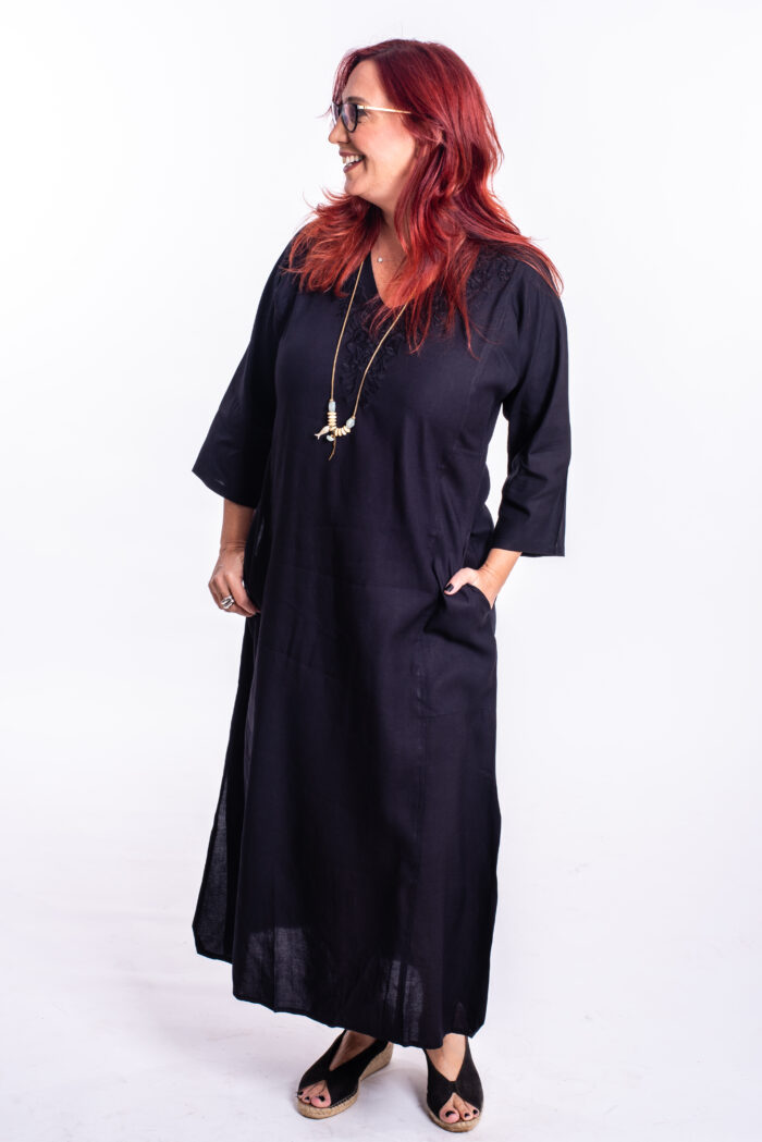 Jalabiya dress | Uniquely designed dress – Black classic dress with embroidery by comfort zone boutique