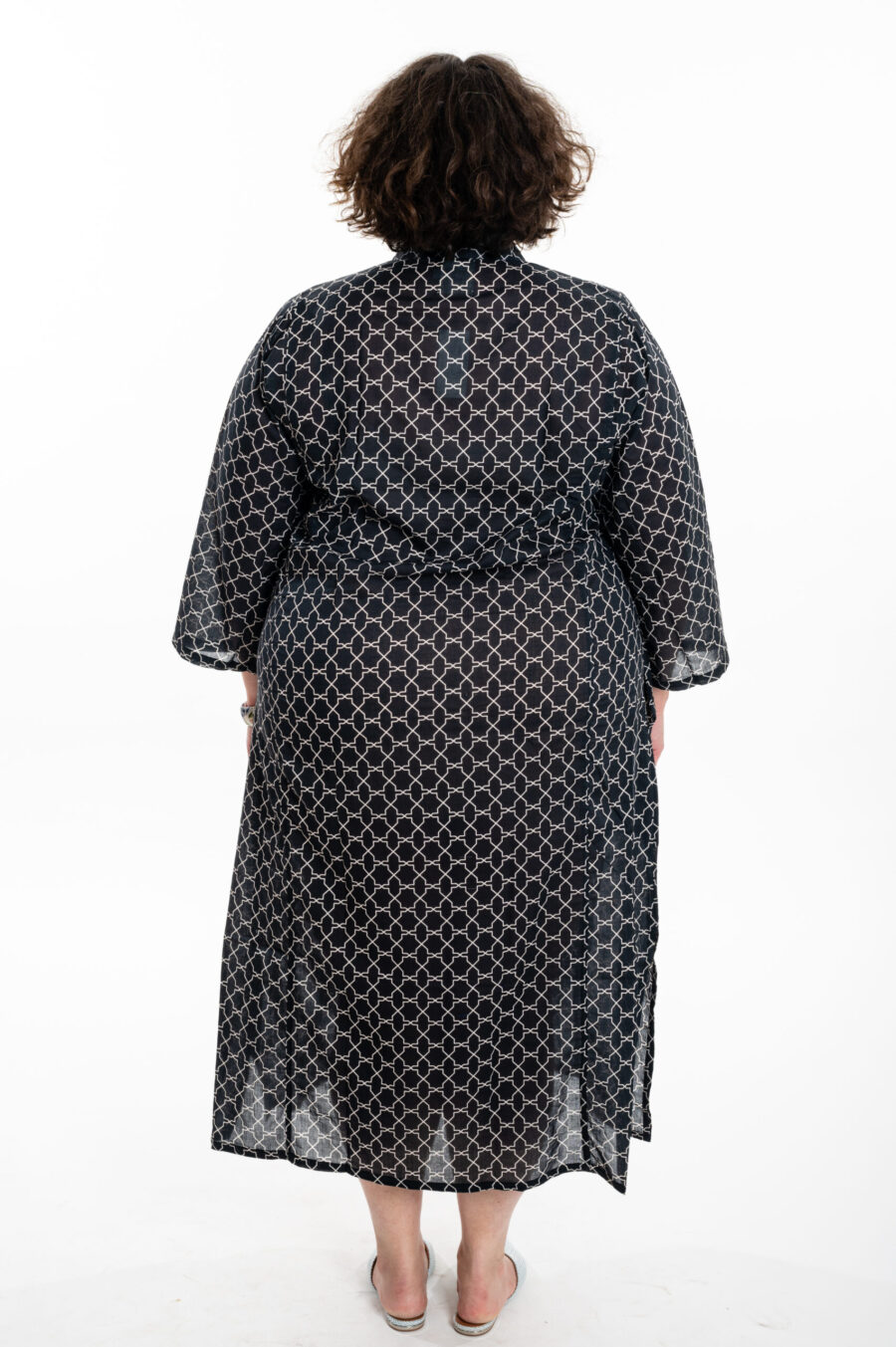 Jalabiya dress | Uniquely designed dress – Black dress with a white geometric print