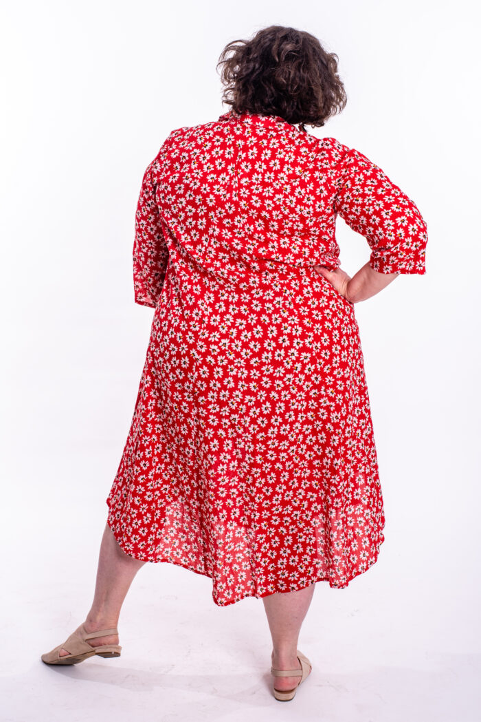 Aiya’le dress | Uniquely designed oversize dress - Floral print on a red background