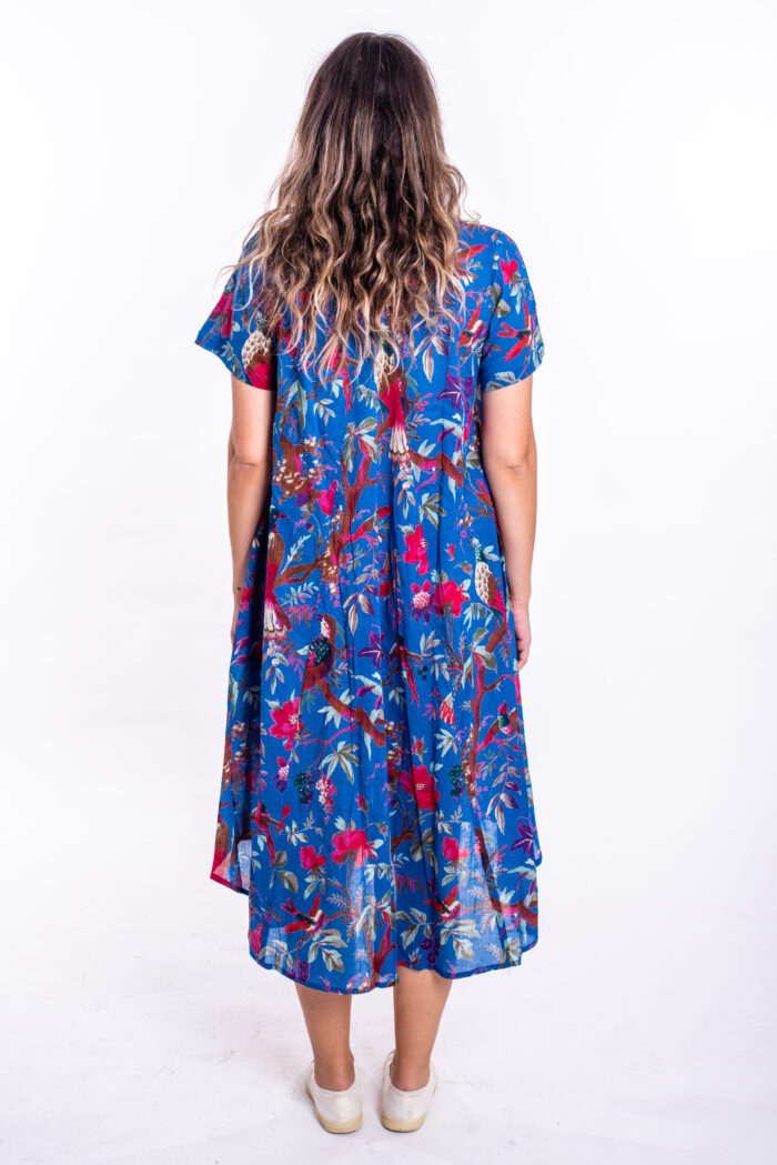 Aiya’le dress | Uniquely designed oversize dress - Colorful print on a blue background
