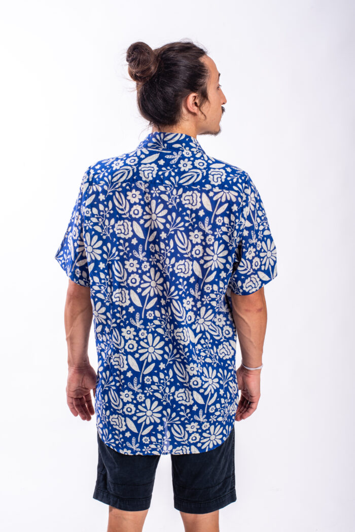 Unisex shirt for men and women | A blue buttoned shirt with a unique design - in romantic blue print