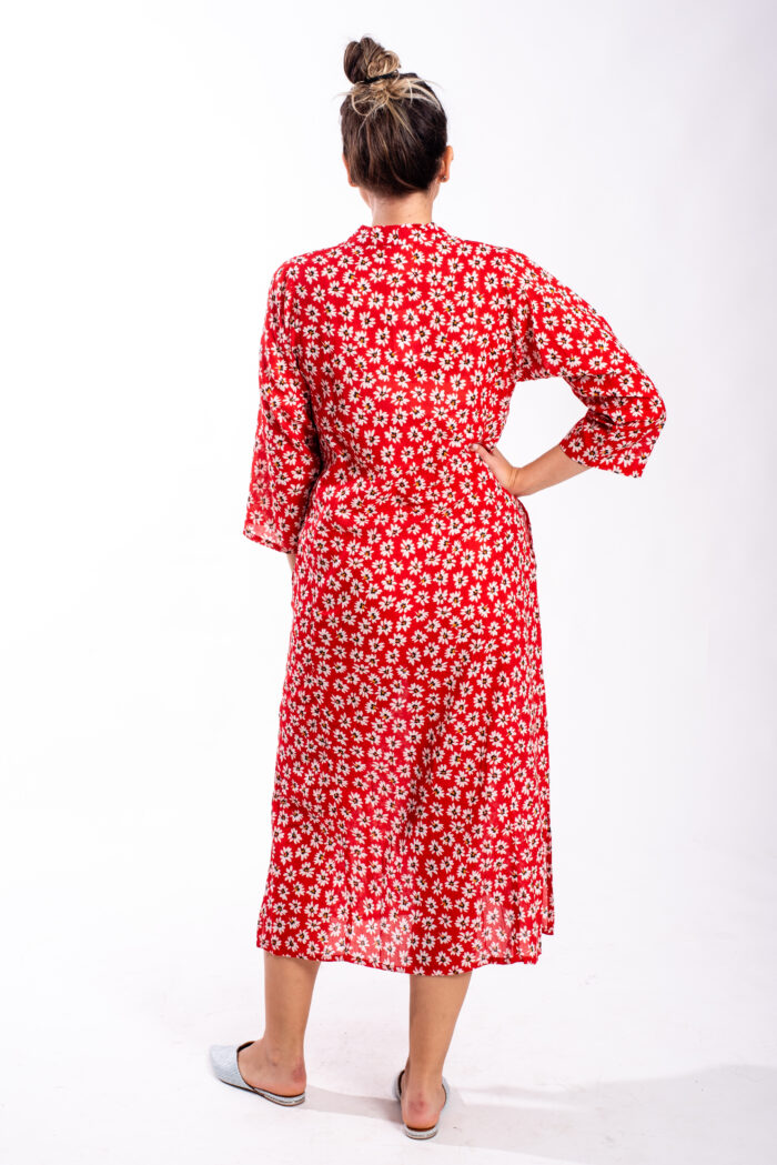 Jalabiya dress | Uniquely designed dress - Floral print on a red dress by comfort zone boutique