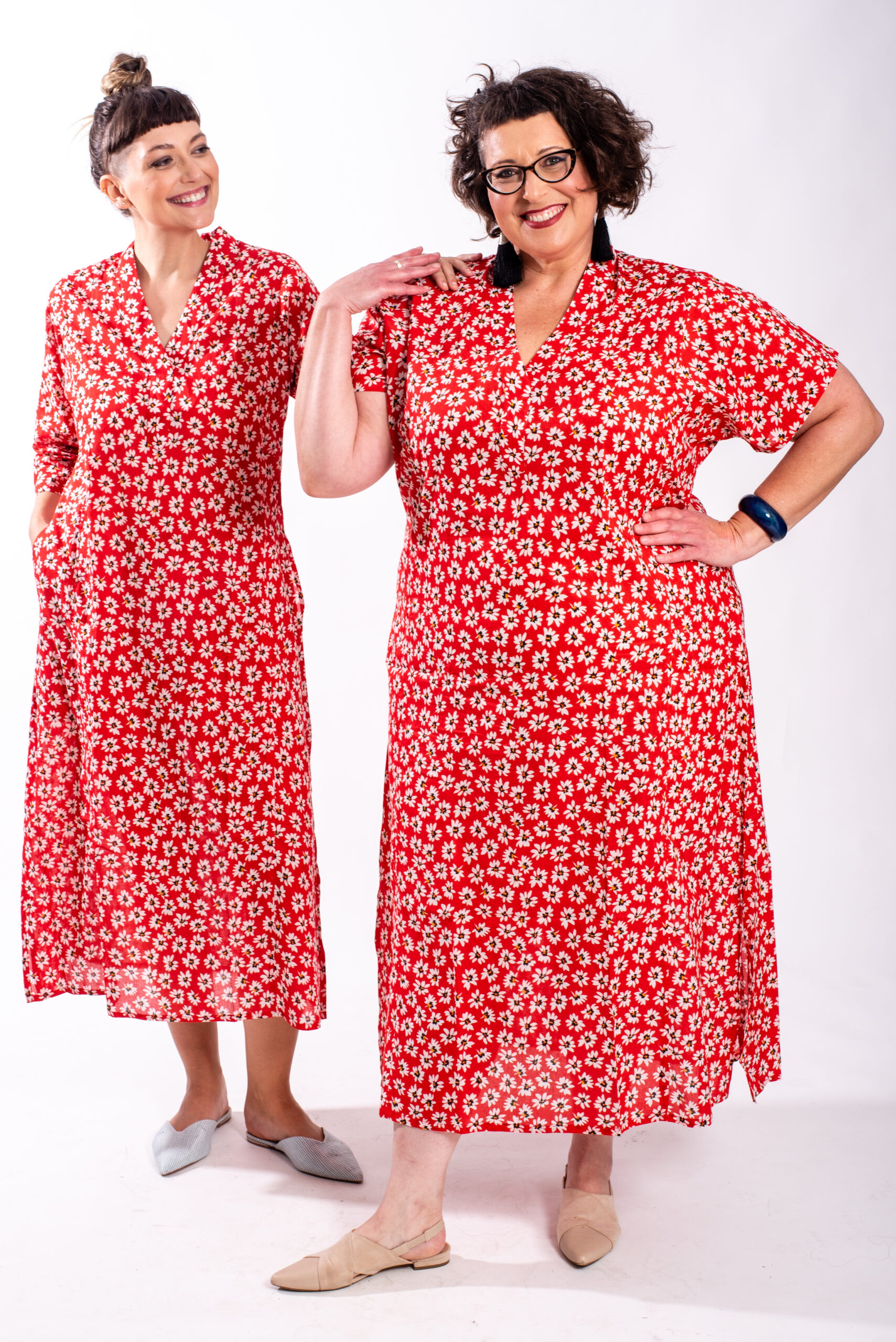 Jalabiya dress | Uniquely designed dress - Floral print on a red dress by comfort zone boutique