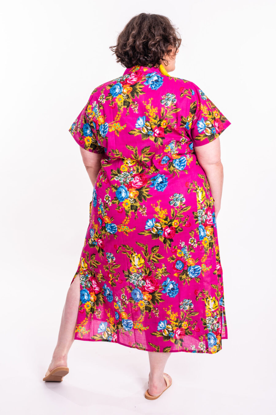 Jalabiya dress | Uniquely designed dress – Pink dress with colorful rose print