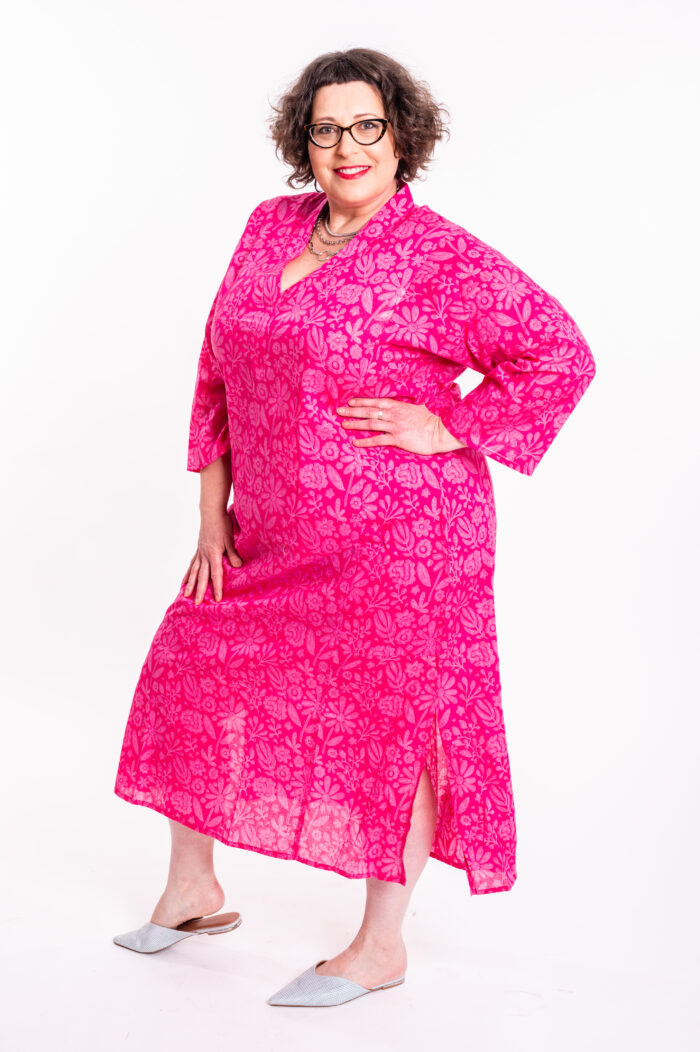 Jalabiya dress | Uniquely designed dress – Pink dress with light-pink floral print