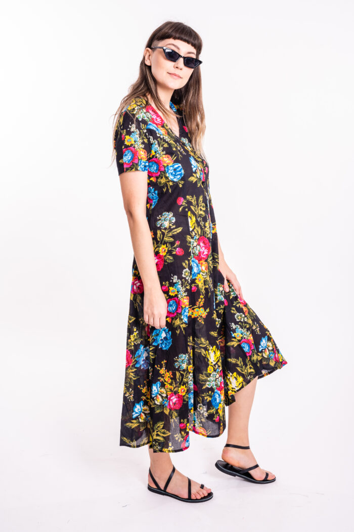 Rama dress | Uniquely designed dress – A shaped maxi dress with colorful flower print