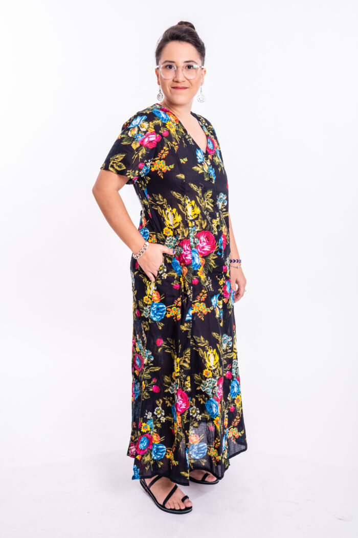 Rama dress | Uniquely designed dress – A shaped maxi dress with colorful flower print