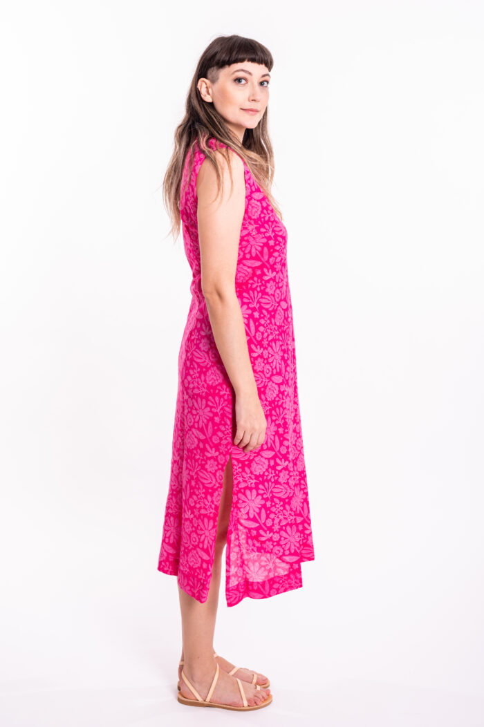 Paris Dress | Uniquely designed dress – Pink tank top dress with light-pink floral print