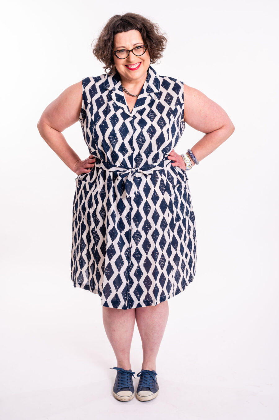 Ofer dress | Uniquely designed dress – Midi dress with blue rhombuses print