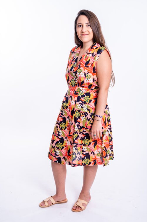 Ofer dress | Uniquely designed dress – Midi dress with tropical sunset print