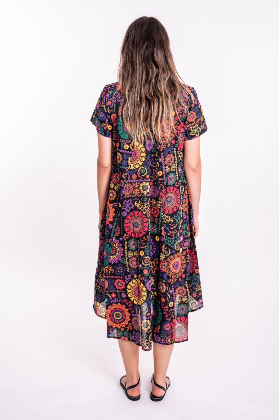 Aiya’le dress | Uniquely designed oversize dress - black dress with a colorful mandala print
