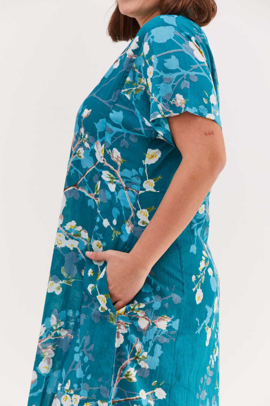 Jalabiya dress | Uniquely designed dress - Blossoming almond print on a blue background. inspired by Vincent Van Gogh by comfort zone boutique