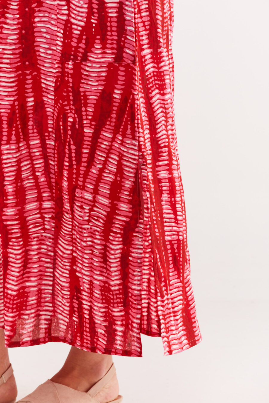 Jalabiya dress | Uniquely designed dress - Stone red print, pink dress with red stone-like print by comfort zone boutique