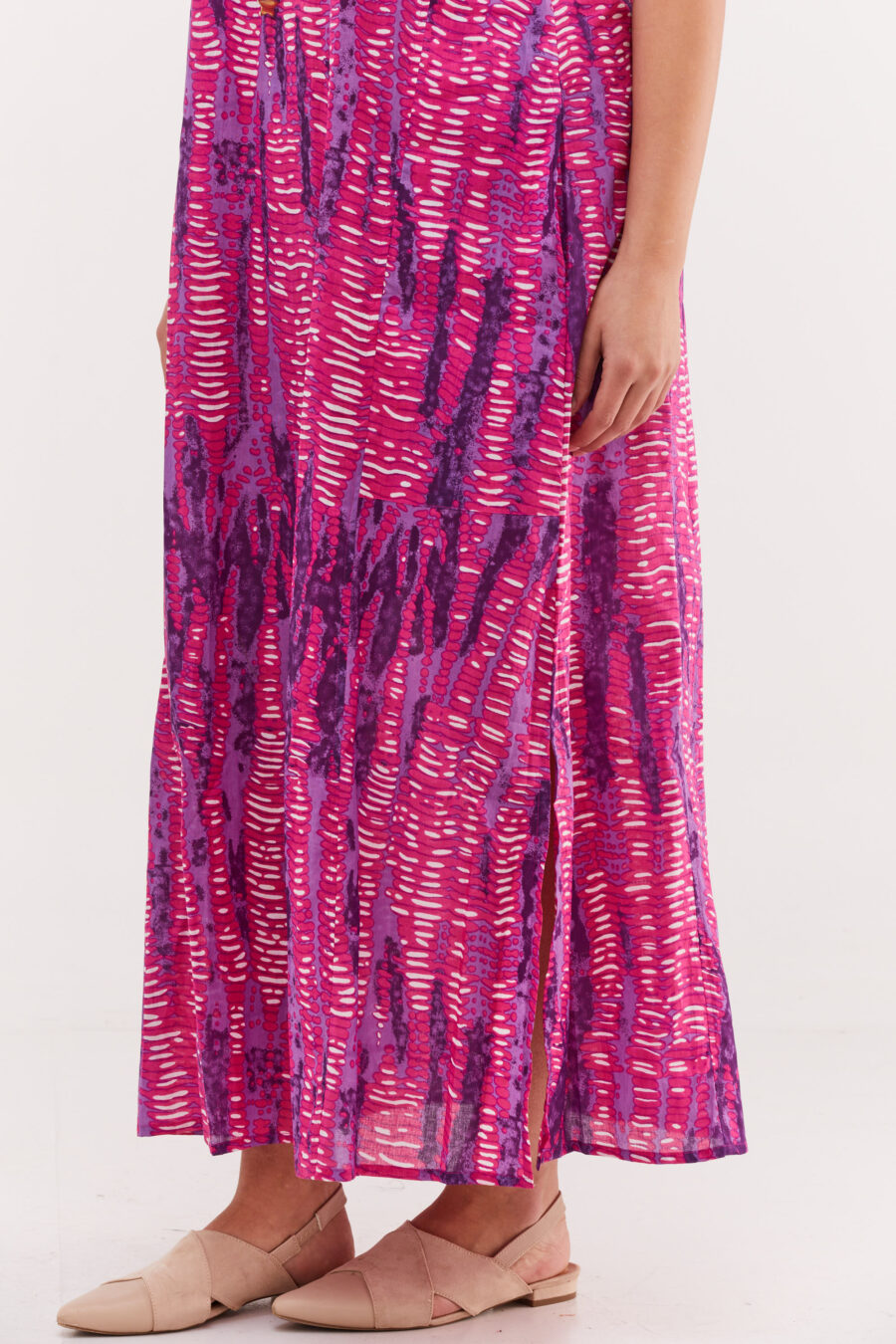 Jalabiya dress | Uniquely designed dress - Stone violet print, pink dress with violet stone-like print by comfort zone boutique