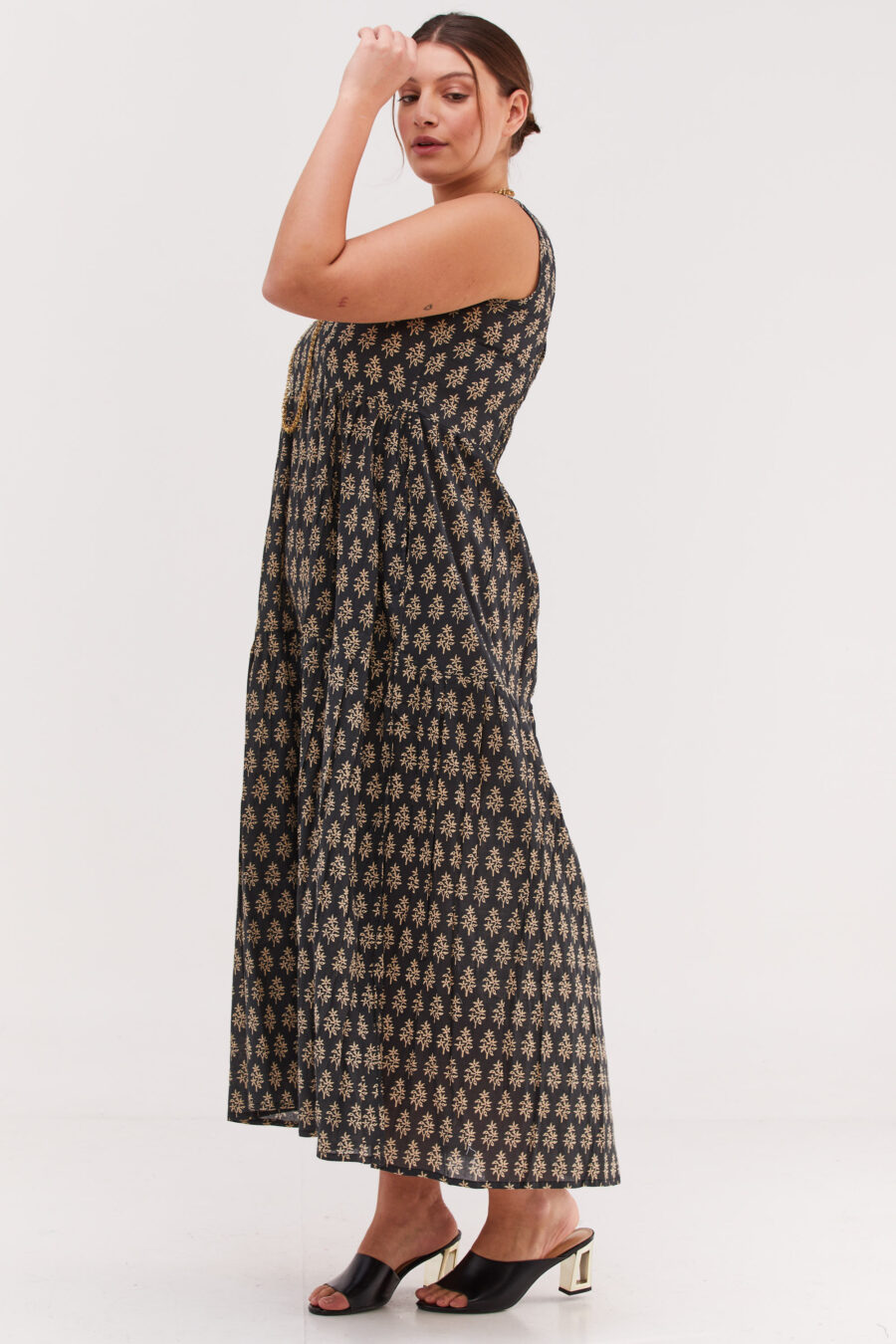 Lizi dress | Uniquely designed dress – Tokio print, black dress with cream colored oriental print. by comfort zone boutique.