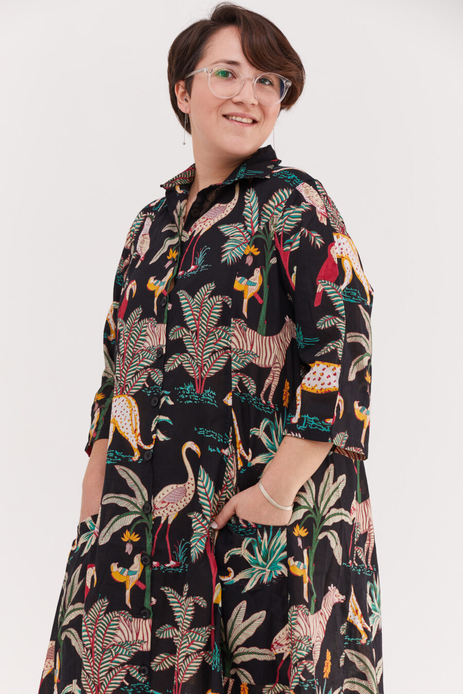 Aiya’le dress | Uniquely designed oversize dress - Safary print, black dress with animals print by comfort zone boutique