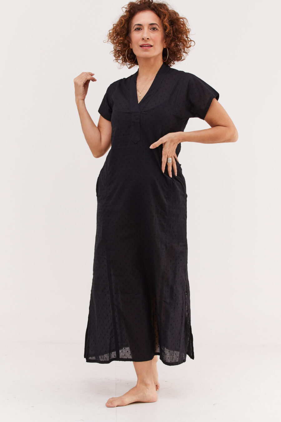 Jalabiya dress | Uniquely designed dress - Black dress with textured black circles