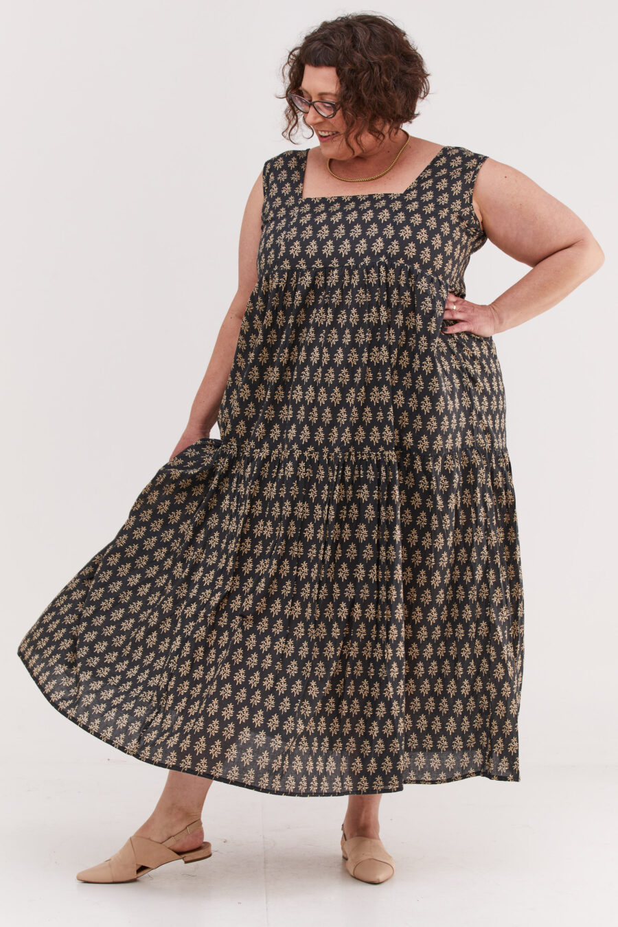 Lizi dress | Uniquely designed dress – Tokio print, black dress with cream colored oriental print. by comfort zone boutique.