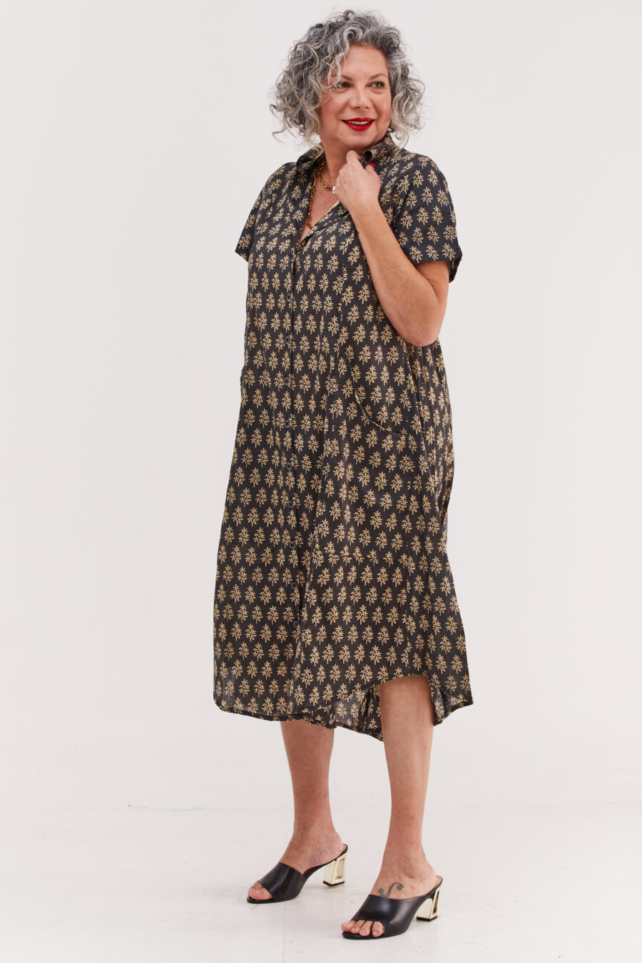 Aiya’le dress | Uniquely designed oversize dress - Tokio print, black dress with cream colored oriental print by comfort zone boutique