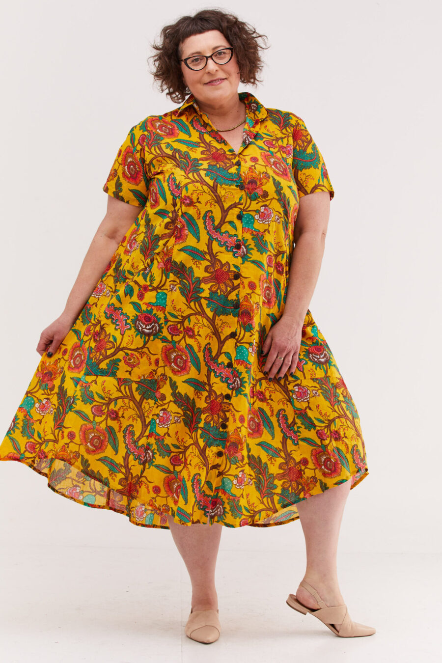 Aiya’le dress | Uniquely designed oversize dress - Yellow flora print, yellow dress with colorful floral print by comfort zone boutique