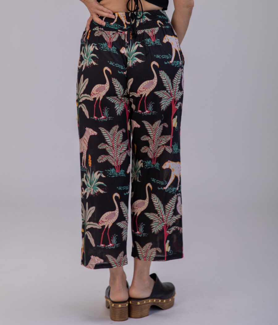 Jed pants | Uniquely designed pants - Safary print, black pants with animals print by comfort zone boutique