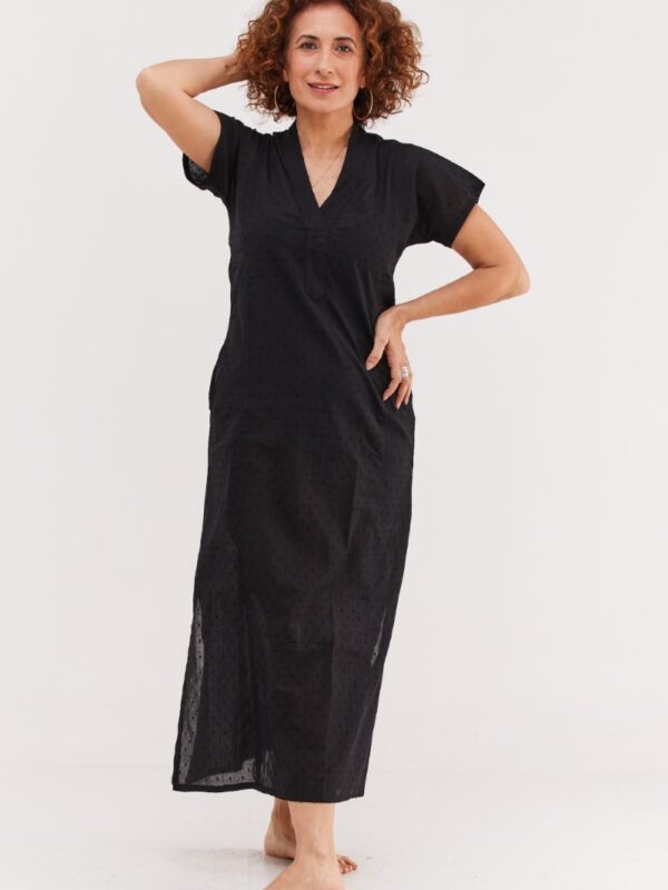 גלביה לנשים, שרוול קצר | שחור מנוקד